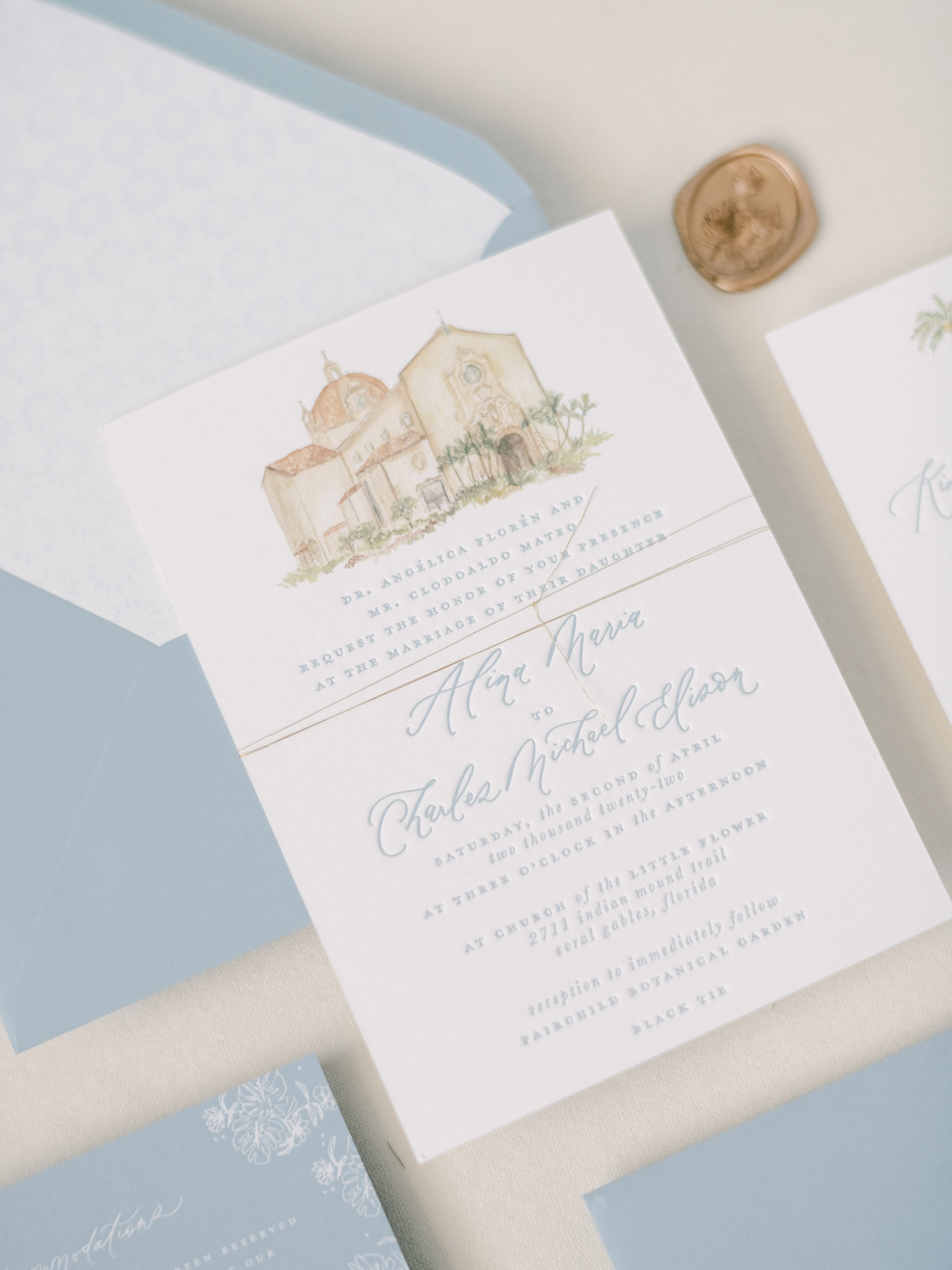 watercolor and letterpress wedding invitations