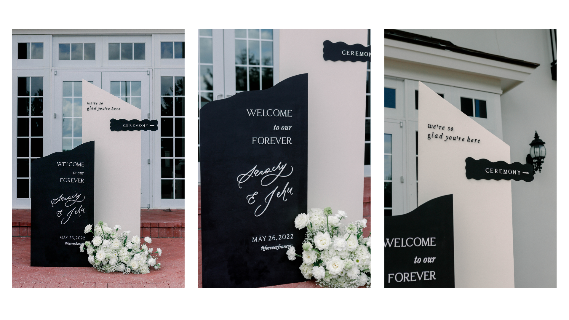 Welcome sign for wedding with contrasting edges