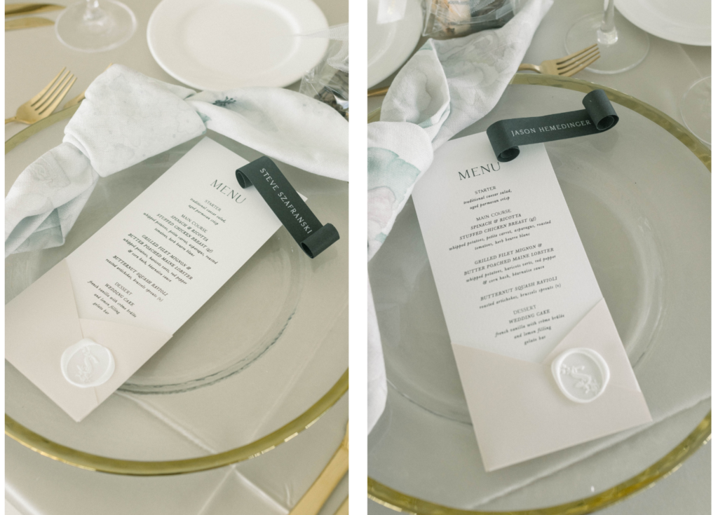 Pocket menus with seals