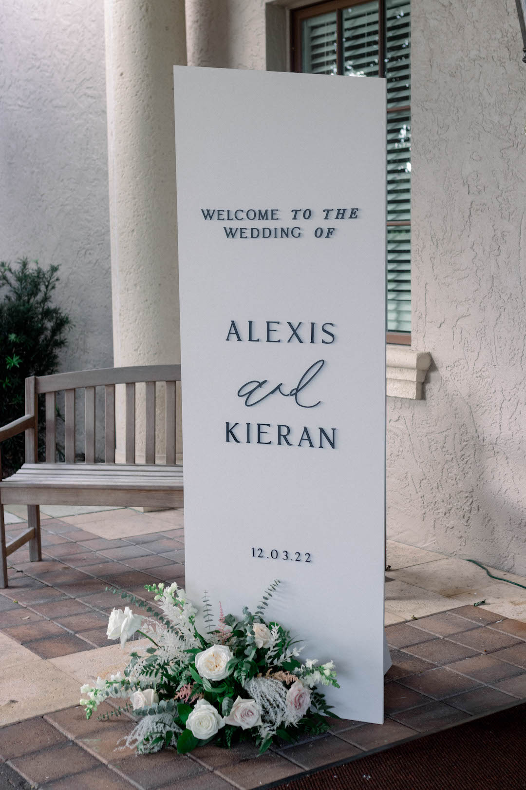 White and black wedding welcome sign