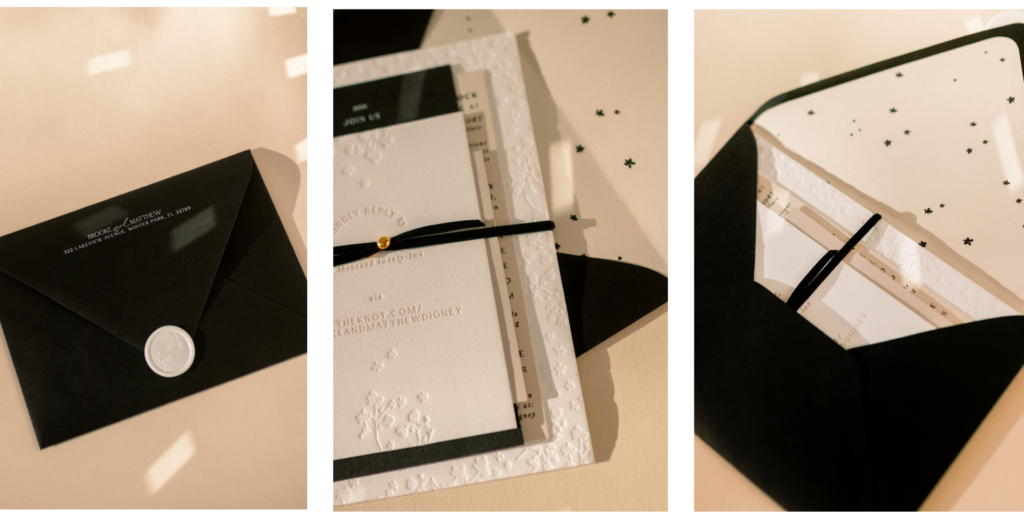 Details of envelope and invitation suite