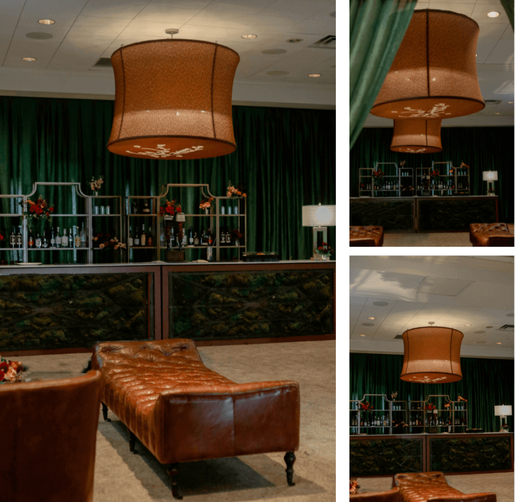 bourbon lounge with customized drum shade