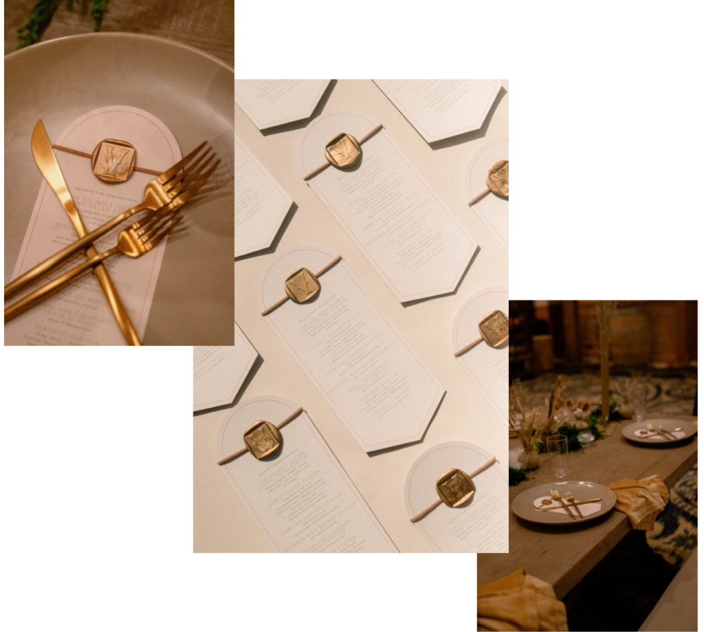 Menus with wax seals and leather cords