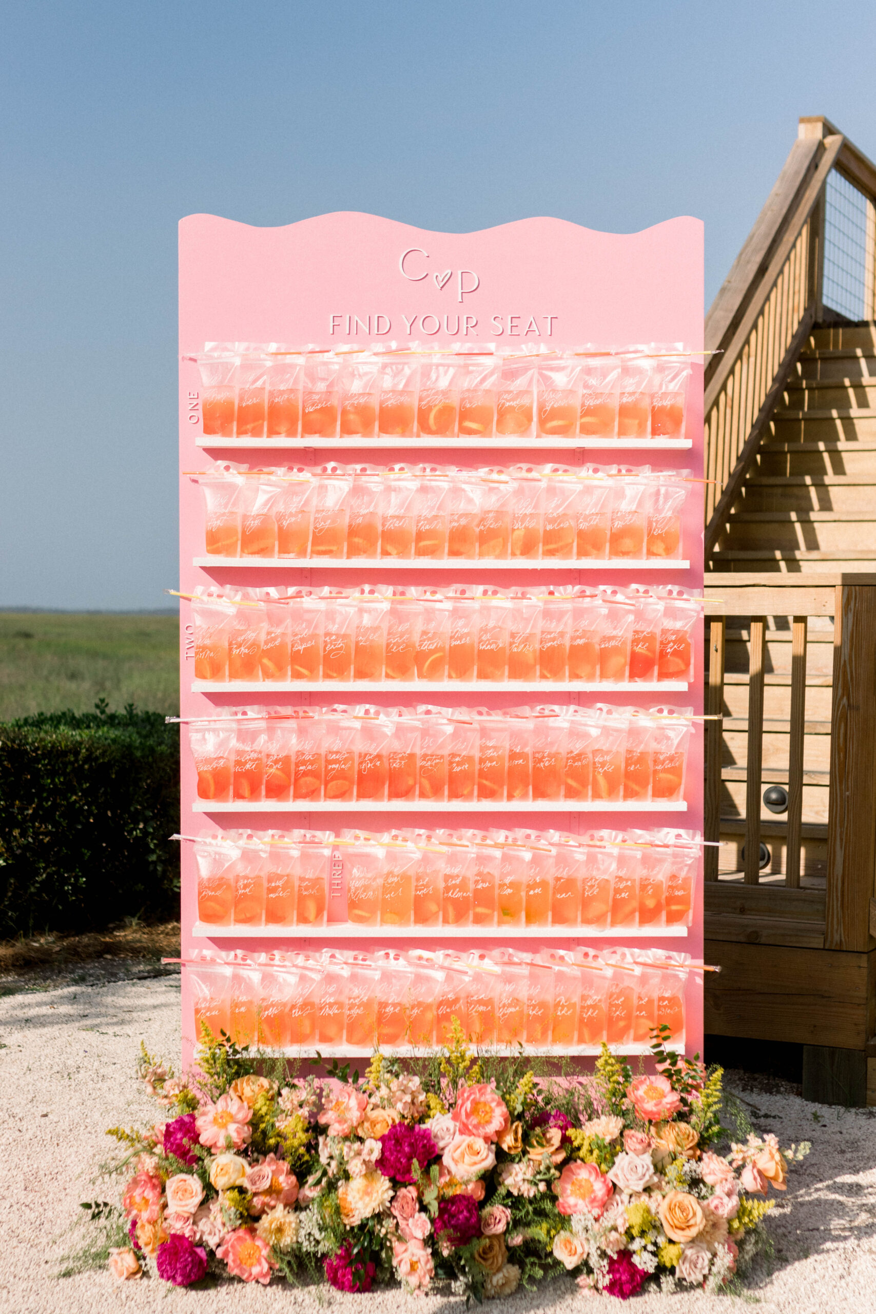 Orange and Pink Welcome Drink Wall