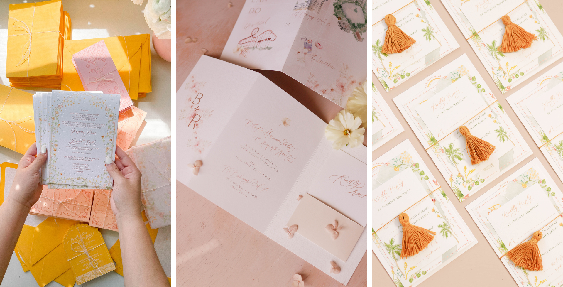 watercolor and pastel wedding invitations